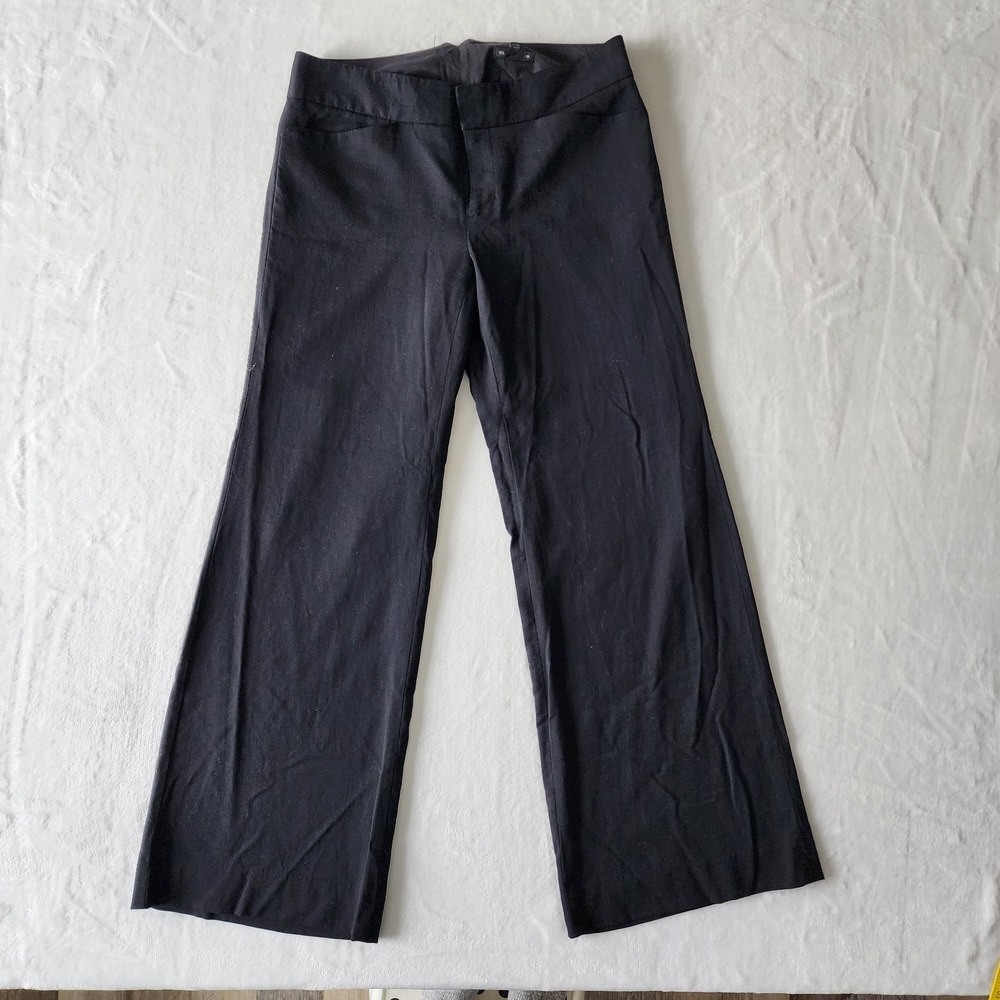 Club‎ Monaco Wool Blend Dress Pants Womens 6 Black Wide Leg Office Quiet Luxury